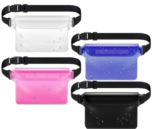 BSITSSS 4 Stück wasserdichte Bauchtasche, wasserdichte Tasche, Wasserdichter Beutel mit Verstellbarem Gurt, Wasserfeste Tasche Beute Bauchtasche Handyhülle für Wassersport, Schwimmen, Bootfahren