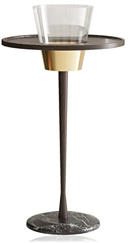 Ice Bucket with Stand Wine Chiller Container for Home Bar Chilling Beer Champagne Party Cooler Standing Outdoor or Indoor Use Marble Base and Solid Wood Stand
