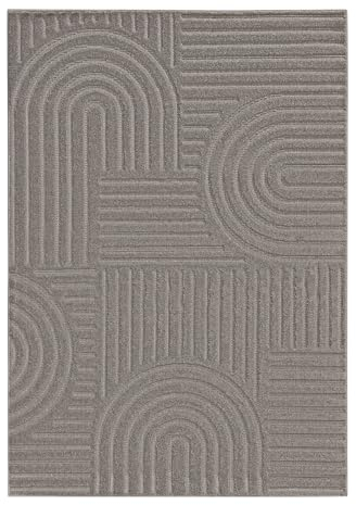 benuta Basic Teppich Leo - Hellgrau 300x400 cm - Abstrakter Relief-Teppich für Wohnzimmer, Schlafzimmer & Flur - Pflegeleicht - Fußbodenheizung Geeignet