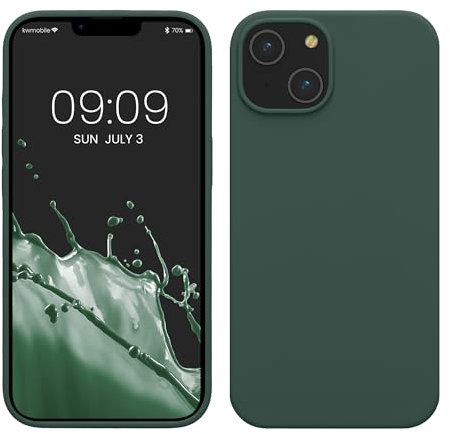 kwmobile Cover per Apple iPhone 14 Custodia - Back Case per Caricatore Wireless - Antiurto e Flessibile in Silicone TPU - verde muschio