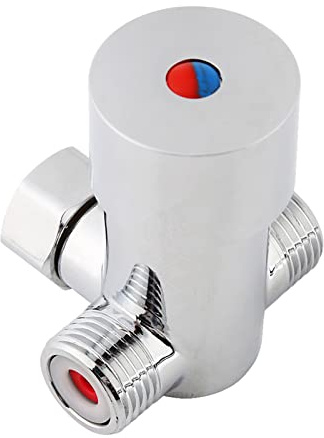 Mitigeur d'eau Chaude et Froide G1/2, Mitigeur Thermostatique avec Clapets Anti-retour Intégrés en Laiton pour Robinet Automatique à Usage Domestique ou Commercial