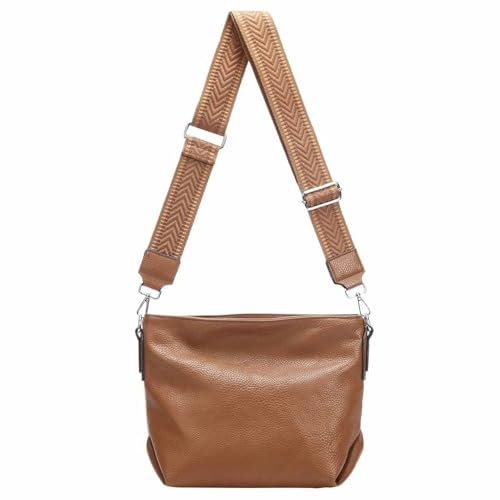 Damen Tasche Shopper Hobo Bags Crossbody Schultertasche Umhängetasche Handtasche Gürteltasche Crossover Kunst Leder Cognac V1