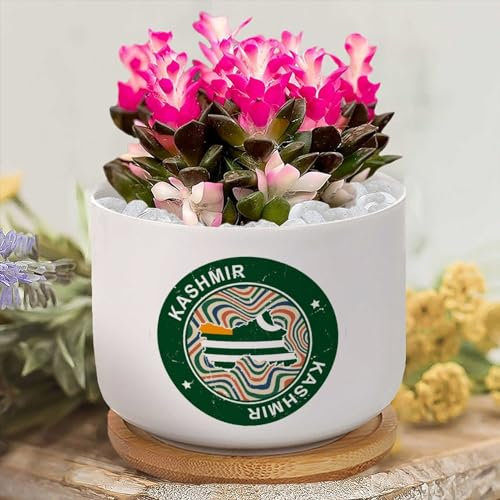 Yelolyio Pot de fleurs personnalisé avec drapeau du Cachemire - Petit pot de fleurs personnalisé pour grand-mère