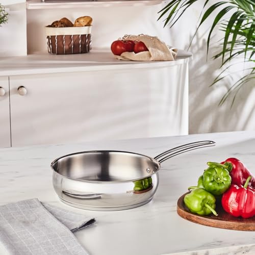 KARACA Emirgan Edelstahl-Bratpfanne 24 cm (3,15 L) - Antihaftbeschichtet Pfanne, Induktionspfanne, Langlebige Edelstahlpfanne-Kochware