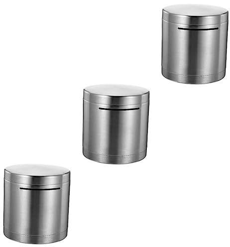 HEMOTON 3pcs Unbreakable Piggy Bank for Boys and Girls Boys Girls Safe Stainless Steel Money Box Decorative Coins Container
