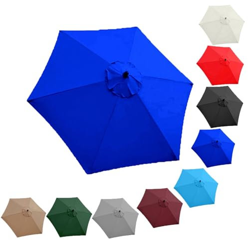 QIQVIV Toile De Rechange pour Parasol De 200/270/300 Cm, pour Parasol Déporté À 6 Baleines/8 Baleines(Sapphire Blue,(6Rib) 3.0m/118in)