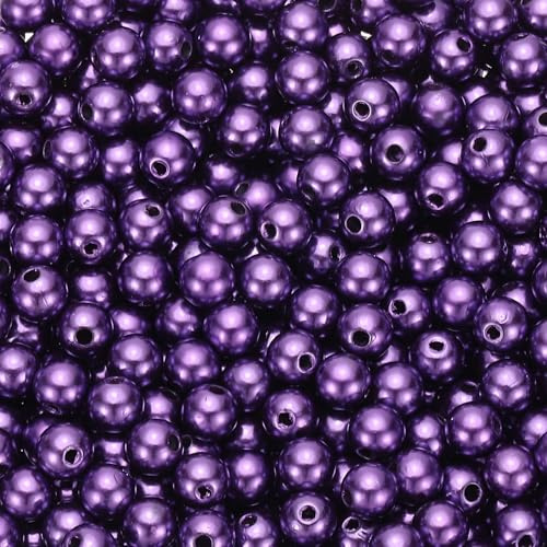 PATIKIL 6mm Round Shiny Pearl Beads 2200pcs with Hole Dark Purple | Faux Pearls,Loose Beads,for Cosmetic Boxes DIY Parts Jewelry Making Wedding Birthday Party Home Decorating