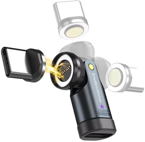 EndlesShine Adattatore Magnetico USB C 240W [1 Confezioni], Può Contenere Tutti I Cavi Di Tipo C In Cavo Magnetico USB C, 90/180/360 Gradi Rotazione, 5A Quick Charge Data Transfer Per Phone MacBook