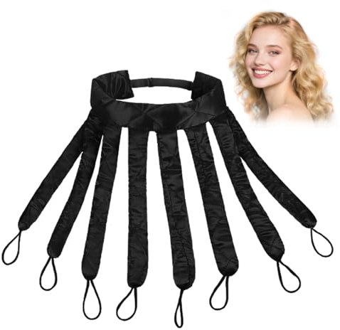 LUMOOM Heatless Curlers Headband, Octopus Lockenwickler große Locken, Lockenwickler Über Nacht, Locken Ohne Hitze, Heatless Curls Band, für Lange Mittleres (Schwarz)