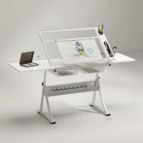 Elektrischer Couchtischlift Elektrischer Zeichentisch mit Scherenhubtisch, Künstlertisch, 0°-50° neigbare Acrylplatte, (25,6-35,4) höhenverstellbar, All-in-One-Kunsttisch zum Schreiben, Ba