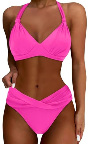 Generisch Ring-fit Adventure 2 Maillot de bain deux pièces pour femme Push Up Bikini Ensemble maillot de bain vintage pour homme Débardeur fluo, Rose, XXL