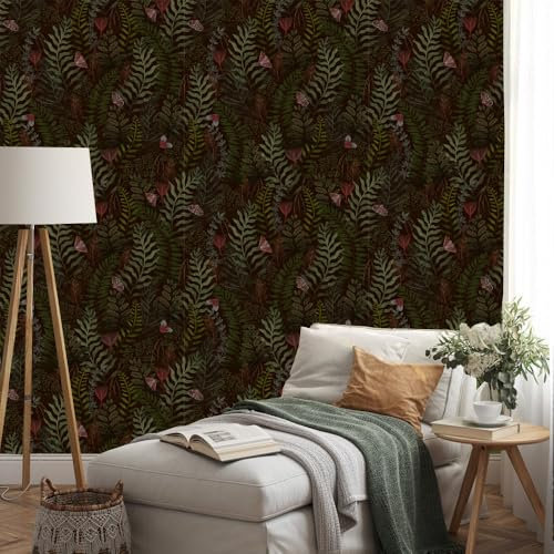 Wandschutzfolie Retro Grün Rot Klebefolie Möbel Wandtattoo Möbelfolie Selbstklebende Folie Wallpaper Self-adhesive Tapete Selbstklebend Küchenrückwand Wandaufkleber 40X120cm/4 roll