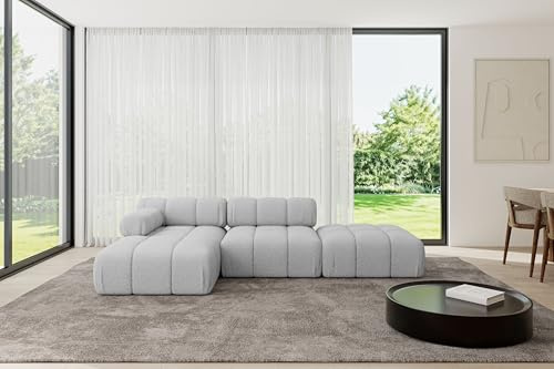 ALTDECOR Modulares Sofa Ecksofa in L-Form Corner modular Sofa Eckcouch Couch Wohnlandschaft Cauchsofa Polstersofa Lizur-L1-285x160x70 cm Hellgrau