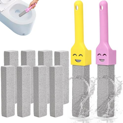 10 Stück Bimsstein Toilettenreiniger mit 2 Griffen Austauschbar, Bimsstein Toilette Reinigungsstein, Pumice Stone für WC, Bad, Waschbecken und Pool