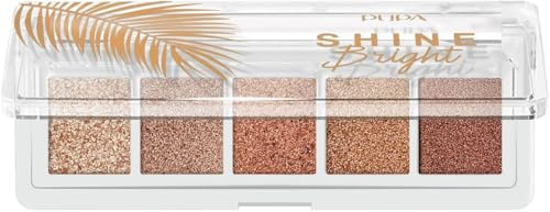 Pupa Shine Bright Palette 5 Ombretti Effetto Metallico 002 Sunset Gold