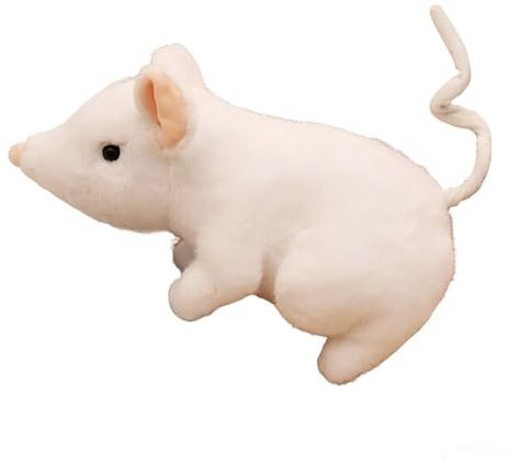 HOMEXYLYL Mouse Stuffed Animal, Cute Lifelike Small Mouse Plushie for Kids Adults Birthday Halloween (White)