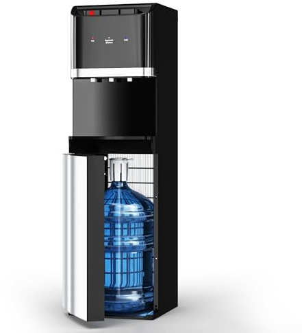 Tehanld Bottom Loading Water Cooler Dispenser for 5 Gallon Bottles,Stainless Steel Water Cooler with 3 Temperature -Hot, Cold & Room,Child Safety Lock,Ideal for Home and Office, Charcoal Black
