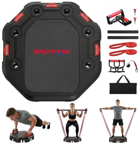 SPORTNOW Liegestützbrett 7-in-1 Push Up Board mit Widerstandsbändern Rollen | Verstellbares, Türanker, Faltbar, Multifunktion, Liegestütze Brett, Liegestütze Fitnessgeräte, für Zuhause, Home Gym