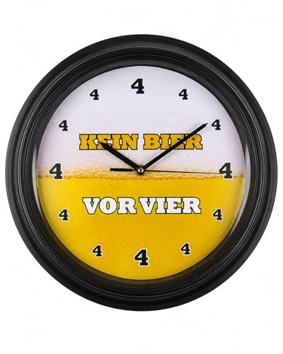 Close Up Wanduhr Kein Bier vor 4 mit Sound | lustige Bier Uhr aus Kunststoff | ca. 32 cm | mit Zisch Geräusch zur vollen Stunde | Geschenk für Bierfans | Deko für Partykeller, Bar & Küche