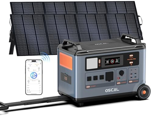 Estación de Energía Portátil PowerMax 6000, 3600Wh/7200Wh Batería LiFePO4, Generador Solar 6000W (9000W Pico), Carga Rápida 0-80% en 90 Min, para Camping, Autocaravana y Corte de Luz (3600Wh+2x200W)