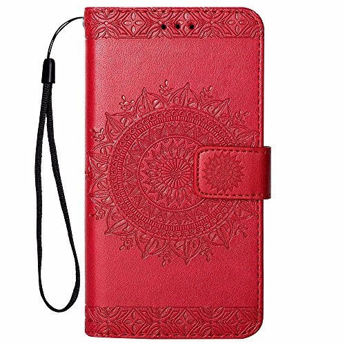Hancda Hülle für iPhone 8 Plus/iPhone 7 Plus (Nicht für 8/7), Handyhülle Tasche Flip Case Hülle Leder Schutzhülle Klappbar Cover Handytasche Magnet Case für iPhone 8 Plus/iPhone 7 Plus,Rot