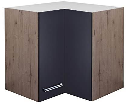 Smart Möbel Eckhängeschrank Küche - 60 cm breit - Anthrazit San Remo Eiche – Lino
