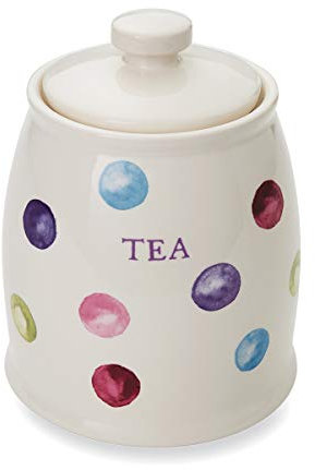 Cooksmart Ceramic Tea Canister | Tea Coffee Sugar Canisters For All Type Of Kitchens | Coffee And Tea Storage Jars With Modern Designs - Spotty Dotty