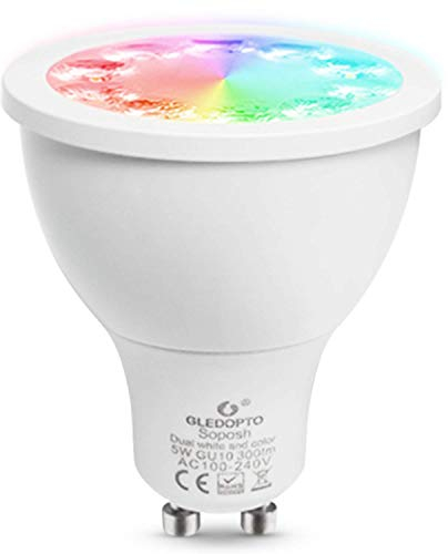 GLEDOPTO Zigbee Bulb Smart Spot 5W Dual White and Colour LED GU10 30 Degree Angle Beam, Works with Zigbee 3.0 Hub Bridge Require (Hub Required)