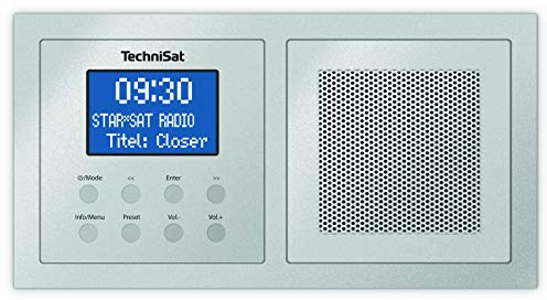 TechniSat DIGITRADIO UP 1 - Radio da incasso DAB+ per installazione in qualsiasi scatola doppia da incasso (DAB, VHF, Bluetooth, Display LCD dimmerabile, Sveglia, Timer di spegnimento, 2 Watt) Argento
