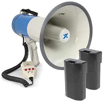 VONYX MEG065 65W Megaphone Loudhailer with Microphone, Powerful Bullhorn Ideal for Large Events, Alerts and Announcements, Includes 2x Batteries