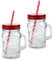 G4GADGET 2 X 500ml Glass Mason Drinking Jars Bottles Party Drink Glasses + Lids and Straws