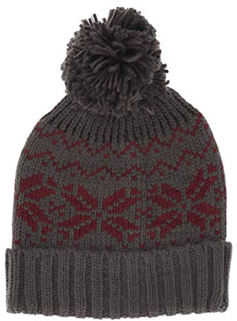 SHIPITNOW Dunkelgraue Schneeflockenmuster Herren oder Damen Wintermütze - Warme und Dicke Strickmütze mit Bommel - 100% Acryl Beanie - Trendiges und Originelles Modell - Einheitsgröße