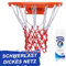 EMEKIAN Sport-Basketballnetz, Strapazierfähiges Polyester-Ersatz-Basketballnetz für Allwetter drinnen/draußen, 12 Schlaufen für professionelle Standardgröße, Kugel Nadel 1 Stück (Weiß Rot (1 Stück))