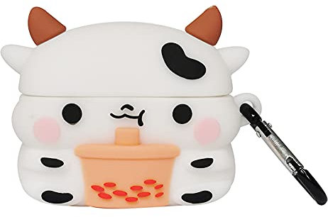 Kompatibel mit Boba Milk Tea Airpods Pro Kuh, niedliches Kawaii Cartoon 3D Silikon Mode Schutzhülle für Airpod Hülle lustige Jungen Mädchen Kinder Teenager Frauen Case 3 (Boba Cow)
