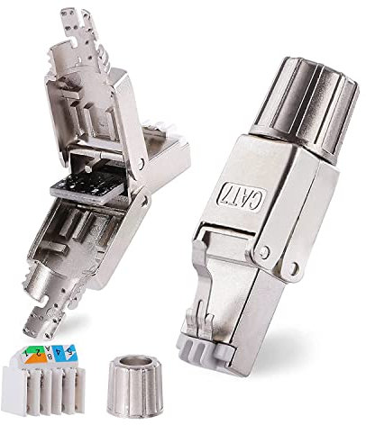 PETECHTOOL Netzwerkstecker RJ45 CAT7 CAT6A Werkzeuglos Stecker Ethernet LAN Kabel Steckverbinder Feldkonfektionierbar Geschirmt 10 Gbps