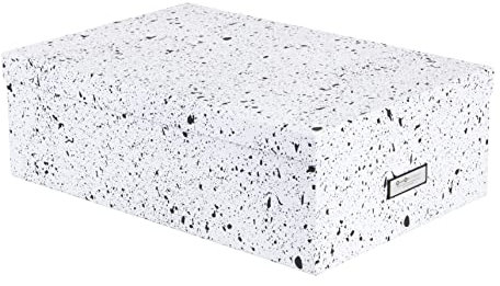 BIGSO INGE 3er-Set Aufbewahrungsboxen für das Schlaf-, Kinder-, Arbeits- oder Badezimmer – Ordnungsbox mit Deckel – Aufbewahrungskisten aus Faserplatte und Papier – schwarz gesprenkelt