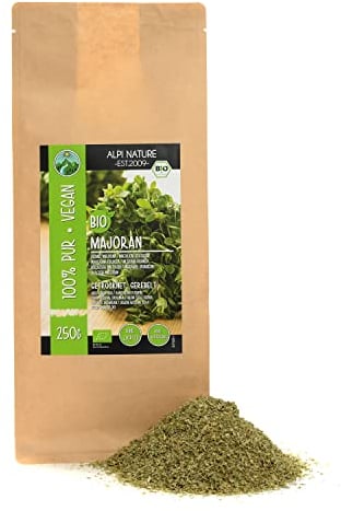 Alpi Nature Mejorana Seca Orgánica 250g, Mejorana Especia Frotada para Cocinar y Preparar Té