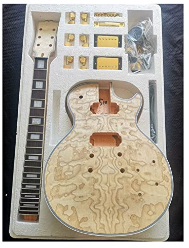 DIY Bausatz E-Gitarre DIY.E- Gitarrenset Zubehör Furnier Mahagoni Massivholzkörper Unvollendeter Gitarrenbausat (Color : 1)