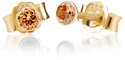 NKlaus Paar 3,5mm 333 Gelb Gold 8 Karat Ohrstecker Kristall Zirkonia Champagne Butterfly Verschluss Damen Mädchen 3361