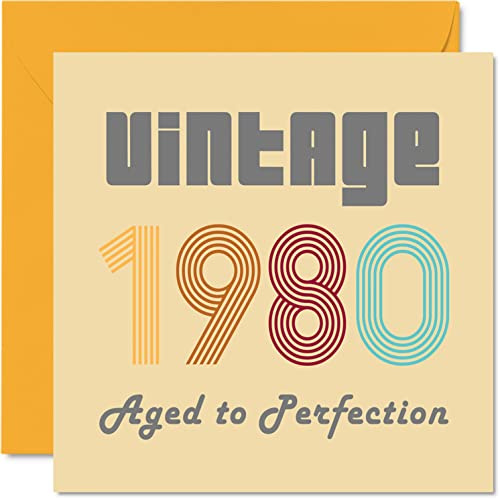 Stuff4 Geburtstagskarten zum 44. Geburtstag für Männer und Frauen | Vintage 1980 Aged To Perfection, 44 Geburtstagskarten Lustig für Sie und Ihn 145 mm x 145 mm Glückwunschkarten