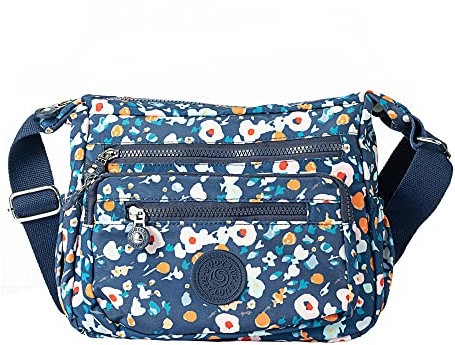 Milky Way Damen Wasserdichte Multi-Pocket Crossbody Handtaschen Casual Printed Canvas Schultertaschen für Outdoor, Morning Glory, Einheitsgröße