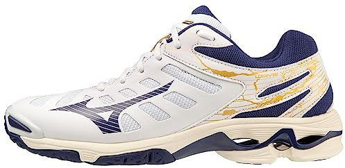Mizuno Unisex Wellenspannung Volleyball, White Blueribbon Mp Gold, 44.5 EU