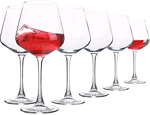 UMEIED 20 Ounce Burgundy Wine Glasses, Long Stemmed, Set of 6