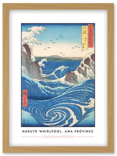 Wee Blue Coo Utagawa Hiroshige Naruto Whirlpool Awa Province Painting Artwork Framed Wall Art Print A4
