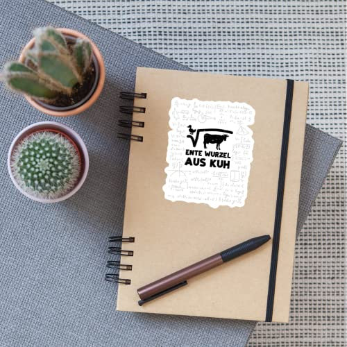 DesignsByJnk5 Sticker Unisex Wissenschaften | Ente Wurzel Aus Kuh Aufkleber Mathe Spruch | Schule lustige Sprüche Autoaufkleber Geschenkidee Wissenschaften