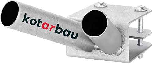 KOTARBAU® Fahnenhalter 2-Fach für doppelt Fahnenstange Montage an Balustrade 170 mm Pulverbeschichtet Grau Fahnenmasthalter Fahne Flagge Pulverbeschichtet Fahnenstange