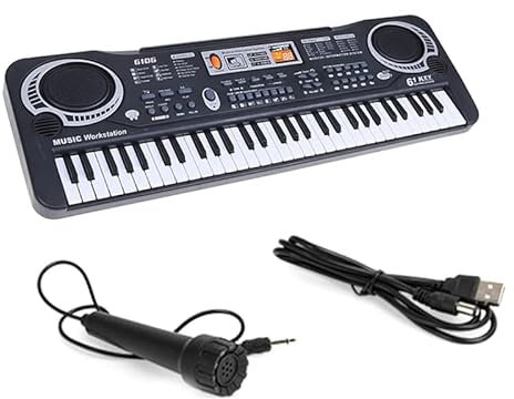 JZZANG 61 Keys Electronic Keyboard Digital Piano, Electric Piano Musical Instrument Kids Learning Keyboard with Microphone Built- In Speaker, or Kids 1-6 Years Old Digital Piano Toy
