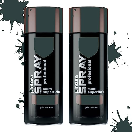 various Pintura Spray Gris Oscuro de 400 ml Adecuado para las Superficies de Metal, Madera y Plástico Pack de 2 Unidad