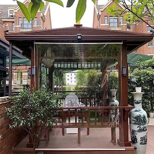 FENGSHOUU Store Enrouleur en PVC imperméable Transparent,Rideau Anti-Pluie Anti-poussière à Isolation Thermique,pour Jardin Extérieur,Balcon,Porte Patio,Pergola,Gazebo,Largeur x Hauteur (130x200cm)