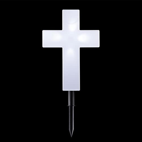 Croix solaire pour tombe de cimetière, lampe solaire en forme de croix à LED, décoration de cimetière, décoration de jardin en forme de croix de Jésus pour commémoration